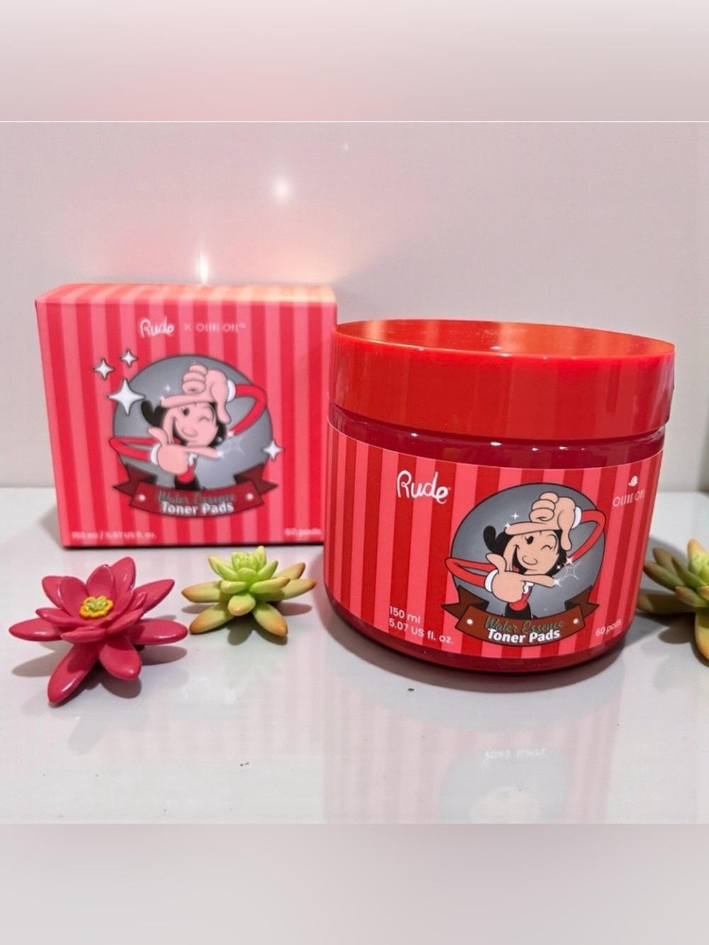 Rude Cosmetics x Olive Oyl Water Essence Toner Pads with Hyaluronic Acid